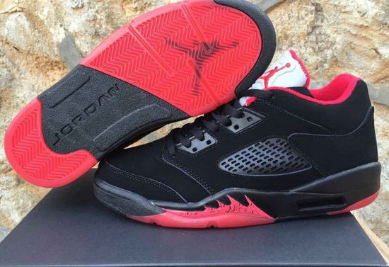 Mens & Womens (unisex) Air Jordan Retro 5 Low Black Red Low Cost